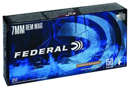 FEDERAL 7MM REM MAG 150GR POWER-SHOK SP 20 RD/BX 10 BX/CS