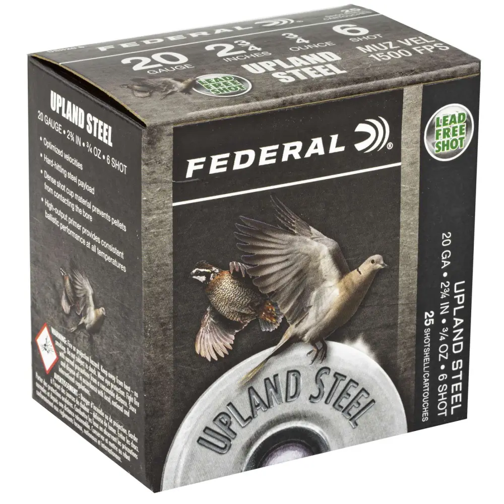 FEDERAL 20GA 2-3/4″ 7/8OZ 6 UPLAND STEEL 25 RD/BX 10 BX/CS