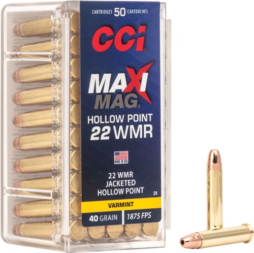 CCI MAXI-MAG 22WMR 40GR JHP – 1875FPS 50RD 40BX/CS