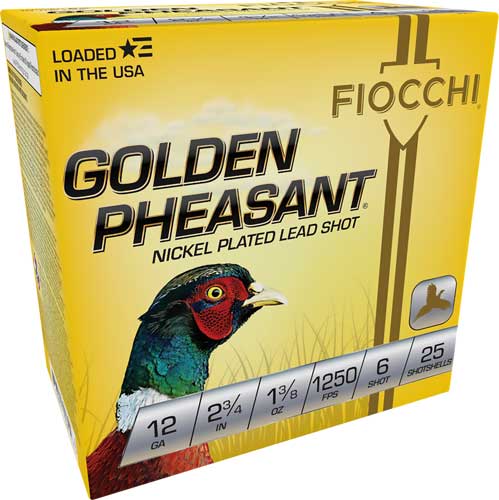 FIOCCHI GOLDEN PHEASANT 12GA – 2.75″ 1-3/8OZ #6 25RD 10BX/CS