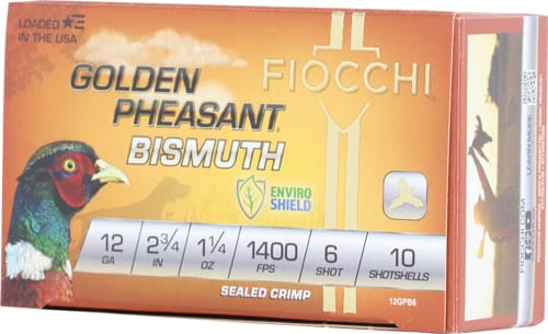 FIOCCHI GOLDEN PHEASANT 12GA – 2.75″ 1-1/4OZ #6 10RD 10BX/CS