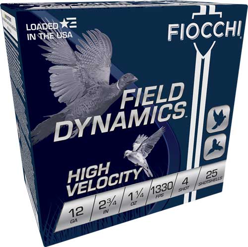 FIOCCHI 12GA 2.75″ 1-1/4OZ #4 – 1330FPS 25RD 10BX/CS