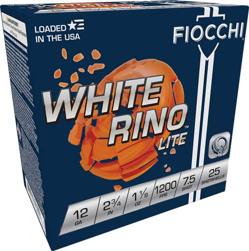 FIOCCHI WHITE RINO 12GA 2.75″ – 1-1/8OZ #7.5 1200FPS 250RD CAS