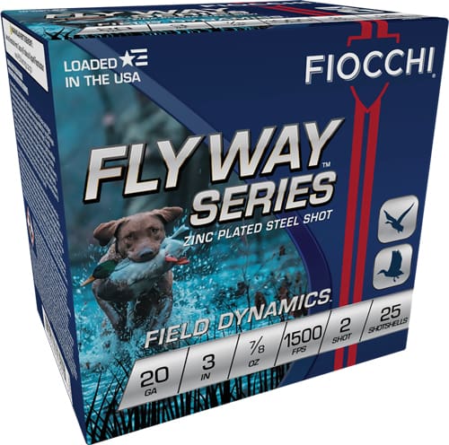 FIOCCHI FLYWAY 20GA 3″ 7/8OZ – #2 1500FPS 25RD 10BX/CS