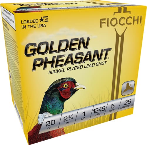 FIOCCHI GOLDEN PHEASANT 20GA – 2.75″ 1OZ #5 25RD 10BX/CS