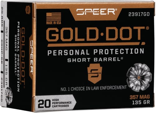SPEER GOLD DOT 357 MAG 135GR – GDHP SHORT BARREL 20RD 10BX/CS