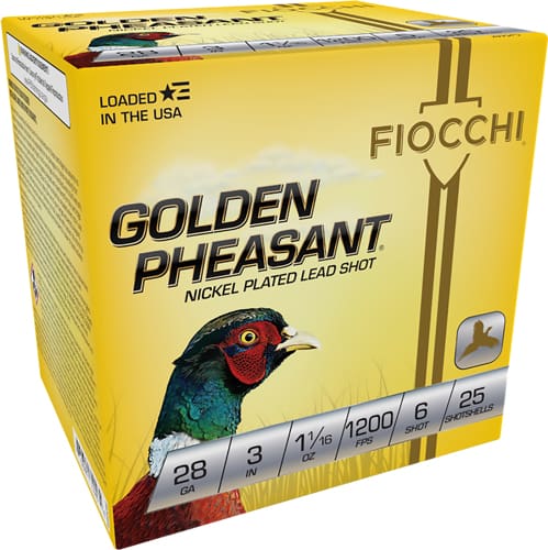 FIOCCHI GOLDEN PHEASANT 28GA – 3″ 1-1/16OZ #6 25RD 10BX/CS