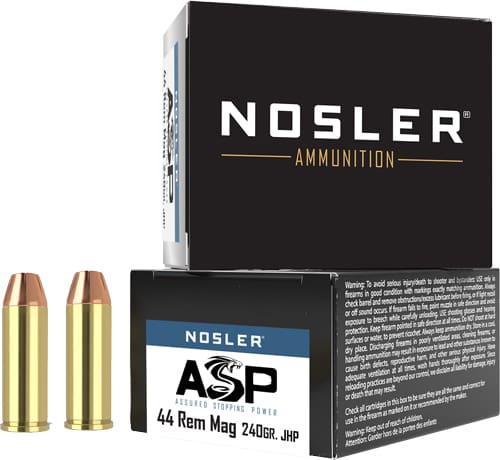 NOSLER 44 MAG 240GR ASP JHP – 20RD 10BX/CS