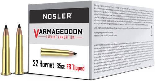 NOSLER VARMAGEDDON 22 HORNET – 35GR FBT 50RD 10BX/CS