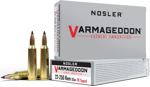NOSLER VARMAGEDDON 22-250 REM – 55GR FBT 20RD 10BX/CS