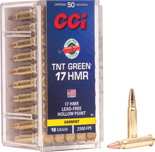 CCI GREEN LEAD FREE 17HMR 16GR – TNT-HP 2500FPS 50RD 40BX/CS