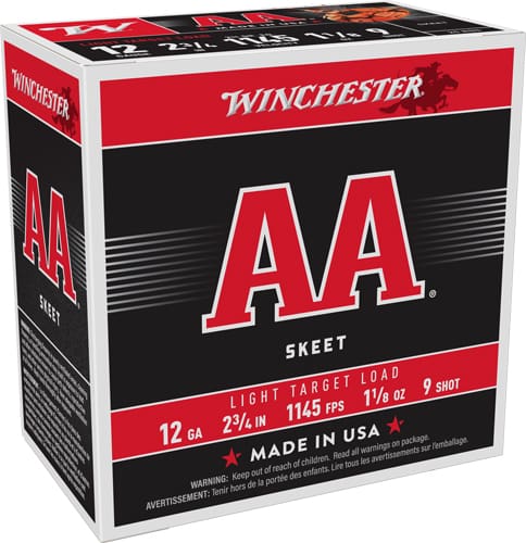 WINCHESTER AA 12GA 2.75″ – 1-1/8OZ #9 1145FPS 250RD CASE