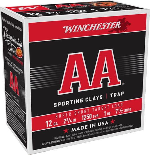 WINCHESTER AA 12GA 2.75″ 1OZ – #7.5 1250FPS 250RD CASE LOT