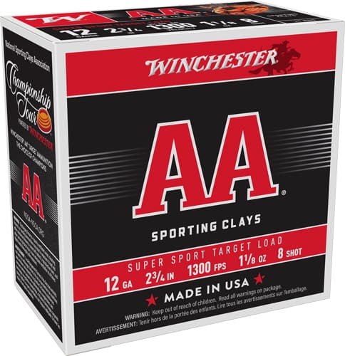 WINCHESTER AA 12GA 2.75″ – 1-1/8OZ #8 1300FPS 250RD CASE