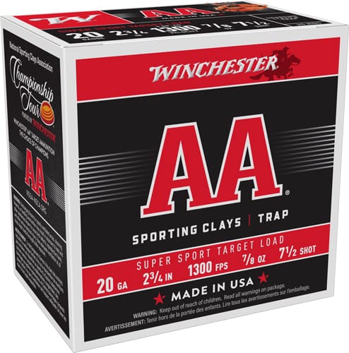 WINCHESTER AA 20GA 2.75″ 7/8OZ – #7.5 1300FPS 250RD CASE LOT