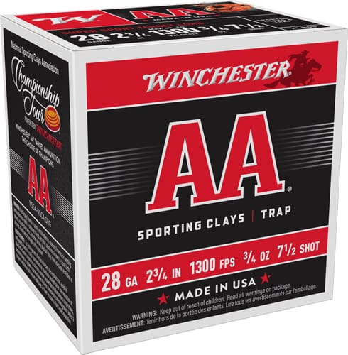 WINCHESTER AA 28GA 2.75″ 3/4OZ – #7.5 1300FPS 250RD CASE LOT