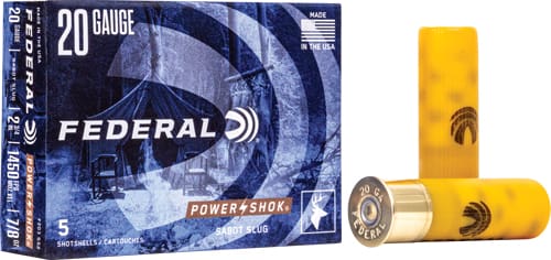 FEDERAL POWER SHOK 20GA 2.75″ – 7/8OZ SABOT SLUG 5RD 50BX/CS