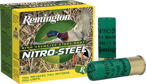 REMINGTON NITRO-STEEL 12GA 3″ – 1-1/4OZ #4 1450FPS 25RD 10BX/C