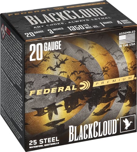 FEDERAL BLACK CLOUD 20GA 3″ – 1OZ #4 1350FPS 25RD 10BX/CS