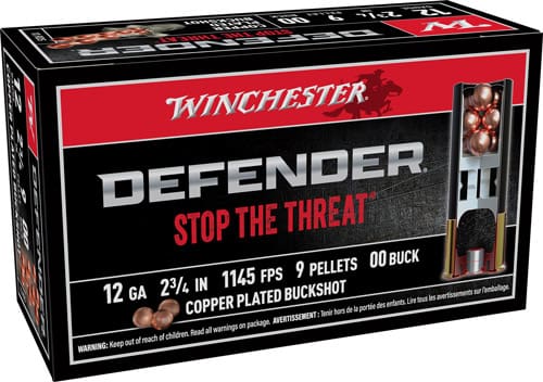 WINCHESTER DEFENDER 12GA 2.75″ – 00 BUCK 9 PELLETS 10RD 10BX/CS