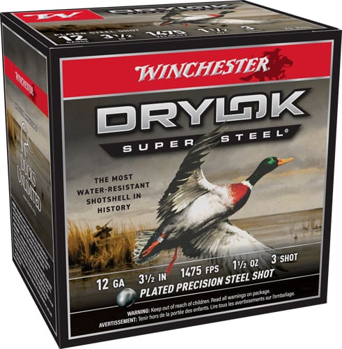 WINCHESTER DRYLOK 12GA 3.5″ – 1-1/2OZ #3 1475FPS 25RD 10B/CS