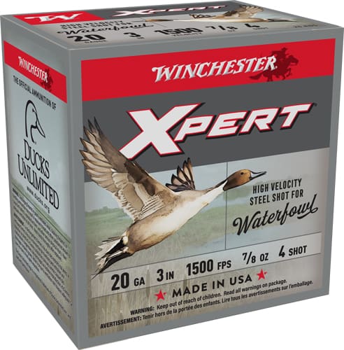 WINCHESTER XPERT STEEL 20GA 3″ – 7/8OZ #4 1500FPS 25RD 10BX/CS