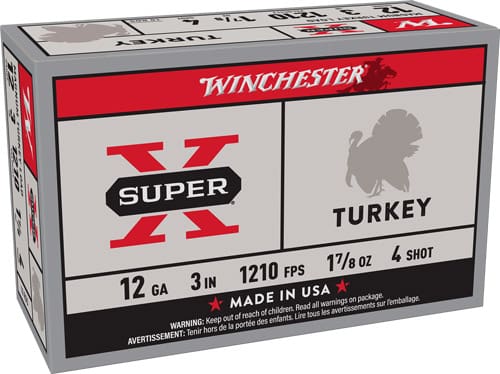 WINCHESTER SUPER-X TURKEY 12GA – 3″ 1-7/8OZ #4 10RD 10BX/CS