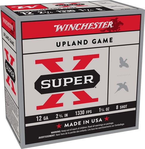 WINCHESTER SUPER-X 12GA 2.75″ – 1-1/4OZ #8 1330FPS 25RD 10BX/C