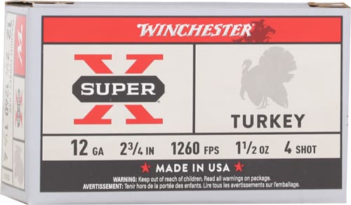 WIN AMMO SUPER-X TURKEY 12GA. – 2.75″ 1-1/2OZ #4 10RD 10BX/CS
