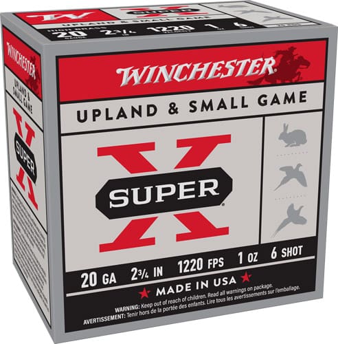 WINCHESTER SUPER-X 20GA 2.75″ – 1OZ #6 1220FPS 25RD 10BX/CS