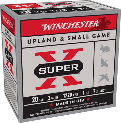 WINCHESTER SUPER-X 20GA 2.75″ – 1OZ #7.5 1220FPS 25RD 10BX/CS