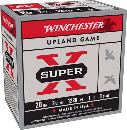 WINCHESTER SUPER-X 20GA 2.75″ – 1OZ #8 1220FPS 25RD 10BX/CS