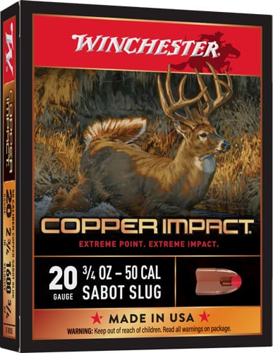 WINCHESTER COPPER IMPACT 20GA – 2.75″ 3/4OZ SABOT 5RD 20BX/CS