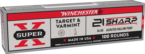 WINCHESTER SUPER X 21 SHARP – 34GR JHP 1500 FP 100RD 20BX/CS