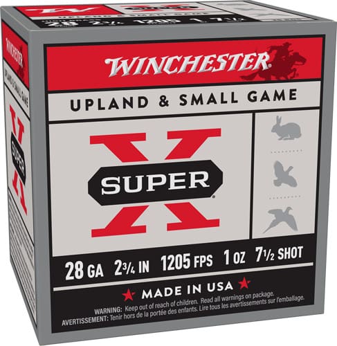 WINCHESTER SUPER-X 28GA 2.75″ – 1OZ #7.5 1205FPS 25RD 10BX/CS