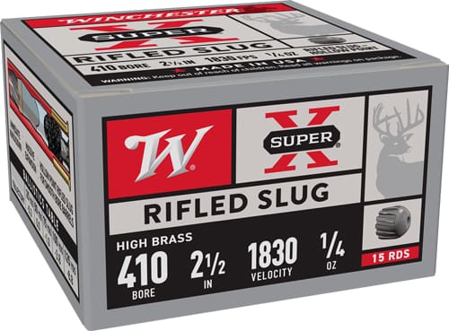 WINCHESTER SUPER-X 410 2.5″ – 1/5OZ RIFLED SLUG 15RD 10BX/CS