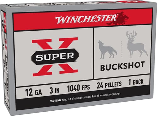 WINCHESTER SUPER-X 12GA 3″ – #1 BUCK 24 PELLETS 5RD 50BX/CS