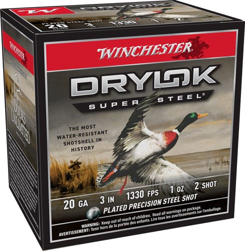 WINCHESTER DRYLOK 20GA 3″ 1OZ – #2 1330FPS 25RD 10BX/CS