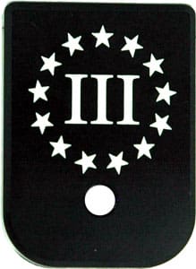 CRUXORD MAGAZINE BASE PLATE – 3% FLAG FITS MOST GLOCKS