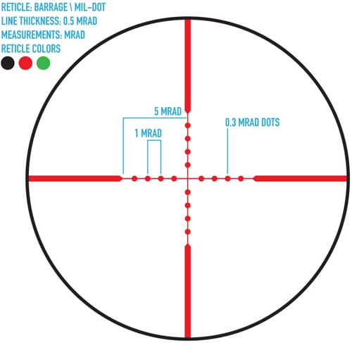 FIREFIELD BARRAGE 1.5-5X32 – RIFLESCOPE MIL-DOT RETICLE