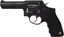 TAURUS 65 357MAG 4″ FS 6-SHOT – BLUED RUBBER