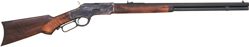 CIMARRON 1873 DELUXE 357/38 – 24″ OCTAGON CC/BLUED PG WALNUT
