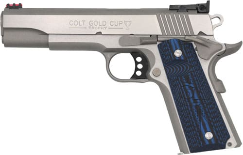 COLT GOLD CUP LITE 45ACP 5″ – 8RD STAINLESS BLUE G10 GRIPS