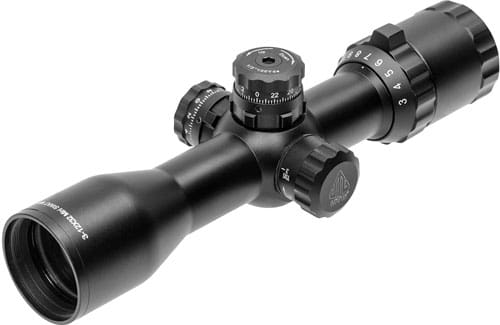 UTG BUGBUSTER 3-12X32 1″ MIL- – DOT SIDE AO W/QD RINGS BLACK