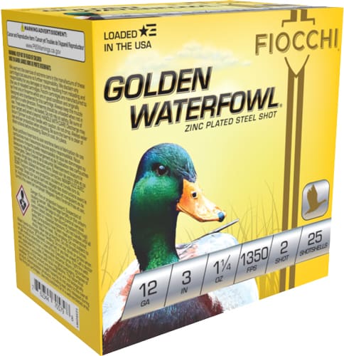 FIOCCHI GOLDEN WATERFOWL 12GA – 3″ 1-1/4OZ #2 25RD 10BX/CS