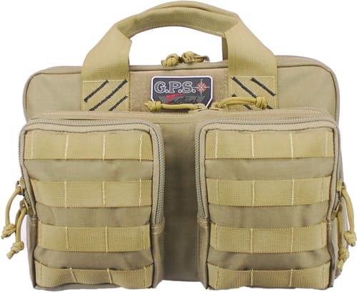 GPS QUAD+2 PISTOL CASE – W/2-REMOVABLE POUCHES TAN
