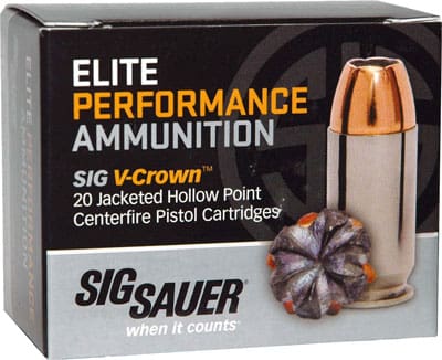 SIG AMMO 40SW 165GR ELITE – V-CROWN HP 20RD 10BX/CS