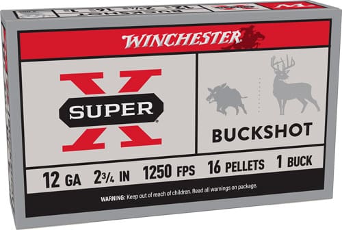 WINCHESTER SUPER-X 12GA 2.75″ – #1 BUCK 16 PELLETS 5RD 50BX/CS