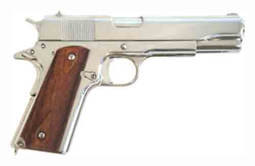 CIMARRON 1911A1 45ACP 5″ FS – 8-SHOT POLISHED NICKEL WALNUT