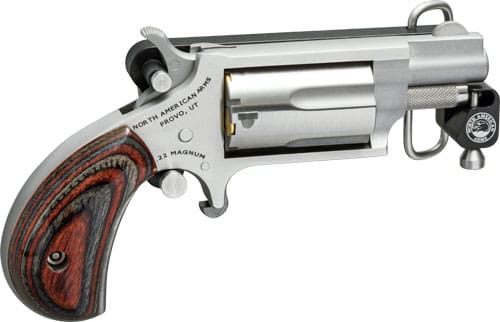 NAA MINI-REVOLVR 22WMR 1-1/8″ – S/S MATTE WOOD W/BELT BUCKLE